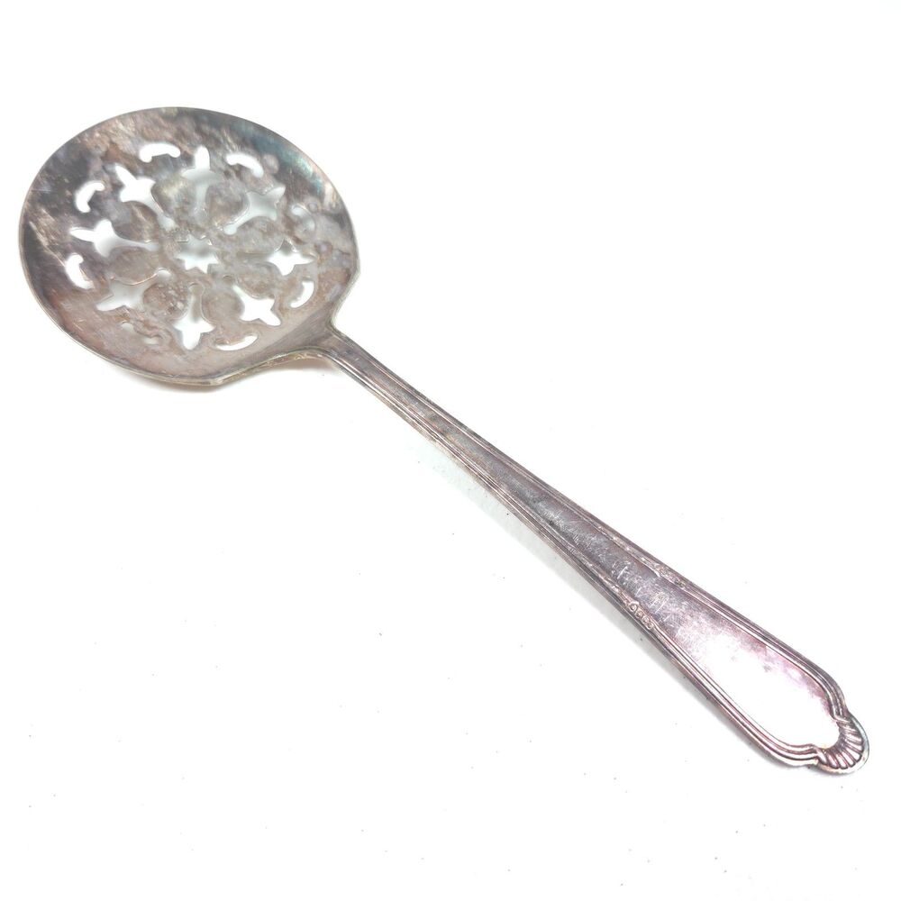 Antique Wm Rogers Silverplate Tomato Serving Spoon Pierced Serving Utensil